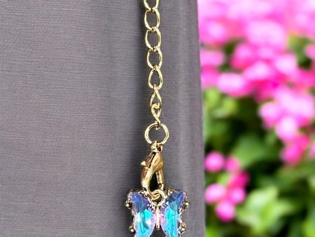 Aqua Purple Butterfly Handle Charm For Sale