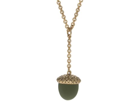 Winter in the Garden Green Acorn Necklace 36  Cheap