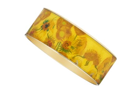 Van Gogh Sunflowers Goldtone Bangle Bracelet 1  Online