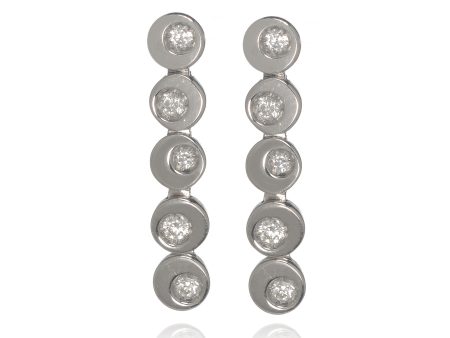 14K White Gold Five Circle Drop Earring For Sale