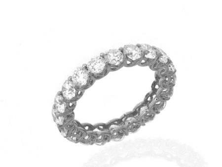 14K White Gold Cubic Zirconia Eternity Ring 3.15 CT Sale