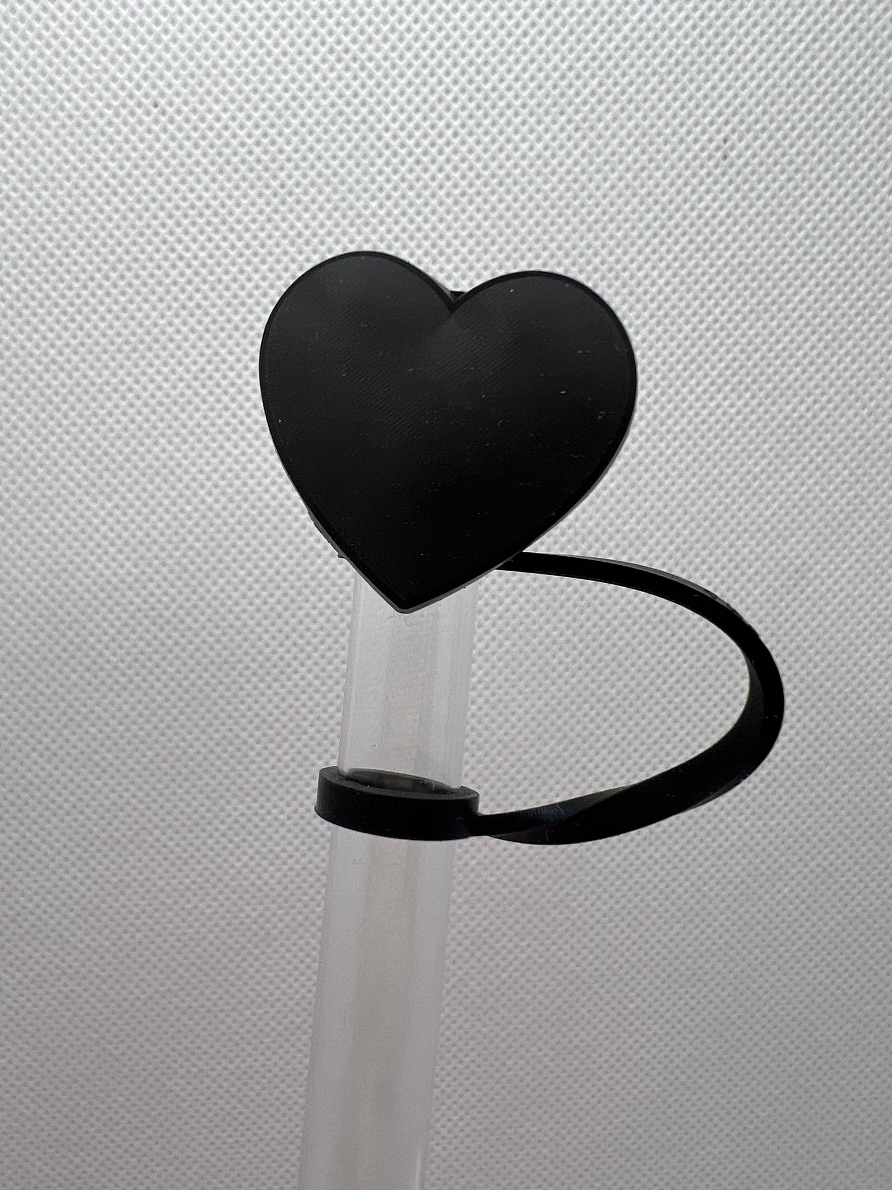 Black Heart Silicone Straw Topper 10mm Online now