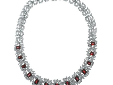 Sterling Silver Ruby CZ Necklace For Cheap