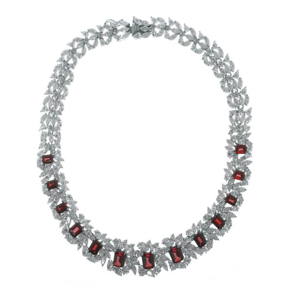 Sterling Silver Ruby CZ Necklace For Cheap