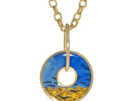 Van Gogh Wheatfield with Crows Disc Necklace Hot on Sale