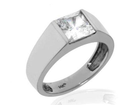 14k White Gold Princess Cut Ring Sale