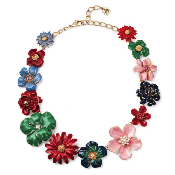 Garden Multi Flower Necklace w Austrian Crystals 16  Online now