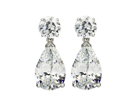 Sterling Silver Cubic Zirconia Teardrop  Earrings 8.05 CT on Sale