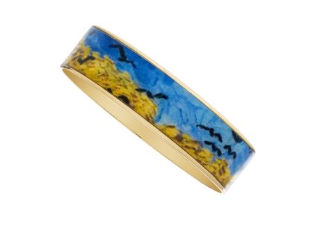 Van Gogh Wheatfield with Crows Goldtone Bangle Bracelet 3 4  Hot on Sale