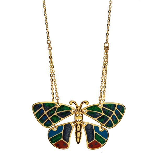 Goldtone Butterfly Pendant with 16  Chain Necklace Fashion