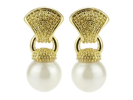 10mm Kiska Pearl Goldtone Caviar Drop Earring Cheap