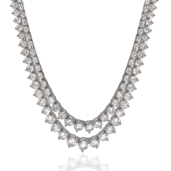 Sterling Silver Graduated Prong Set Double Strand Necklace Online