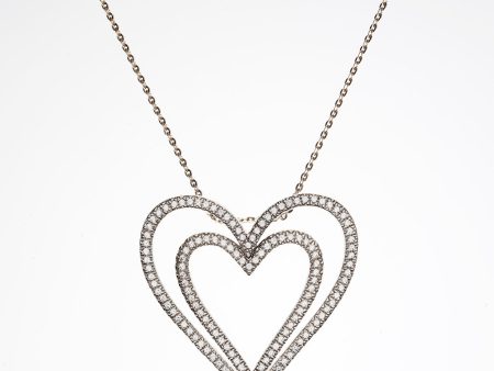 14k White Gold CZ Heart Pendant Necklace Cheap