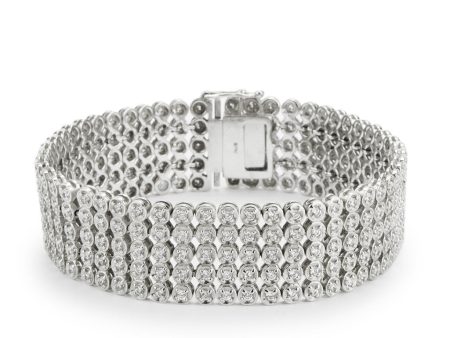 Sterling Silver CZ Five Row Bracelet. For Sale