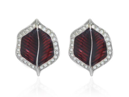 Silvertone Garnet Clip Earring With Crystals Cheap