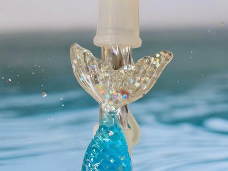 Aqua Silver Mermaid Silicone Straw Topper 10mm Discount