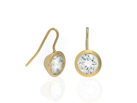 4 Carat CZ Gold Plated Sterling Silver Bezel Set Earrings Online now