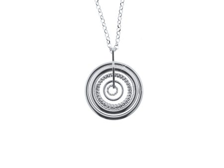 Rhodium Plated Sterling Silver Sand-Diamond Circle Necklace Cheap