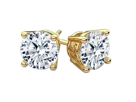 14K Yellow Gold Round Cut Stud Earrings Cheap