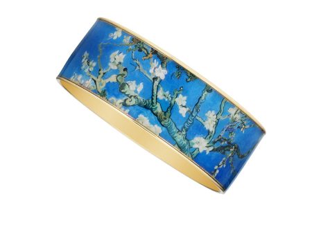 Goldtone Van Gogh Almond Blossoms Bangle Bracelet 1  For Sale