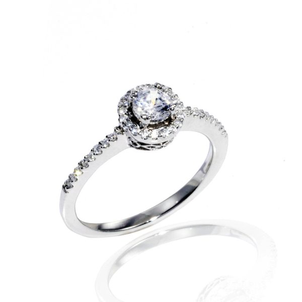 1.45 CT Sterling Silver & Cubic Zirconia Round Cut Ring Sale