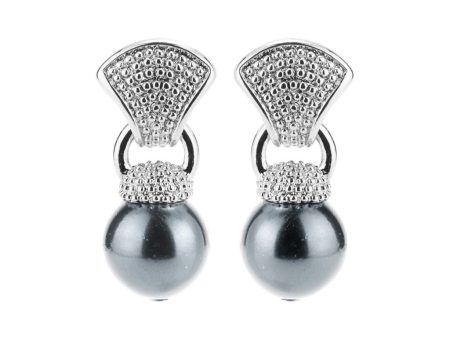 10mm Grey Pearl Silvertone Caviar Drop Earrings Sale