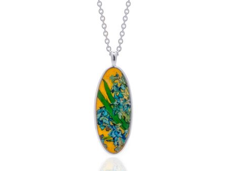 Van Gogh Silvertone Irises Oval Pendant Hot on Sale