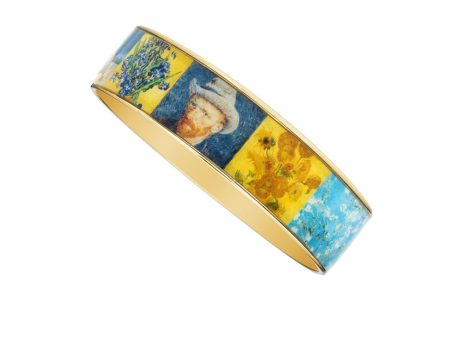 Van Gogh Collage Goldtone Bangle Bracelet 3 4  Sale