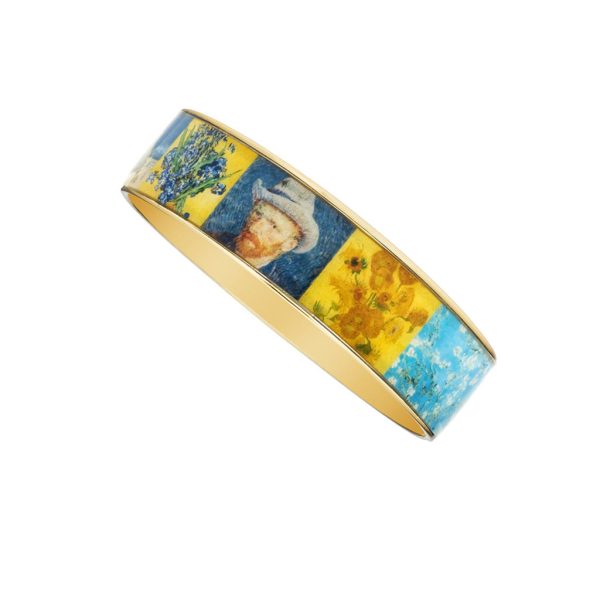 Van Gogh Collage Goldtone Bangle Bracelet 3 4  Sale