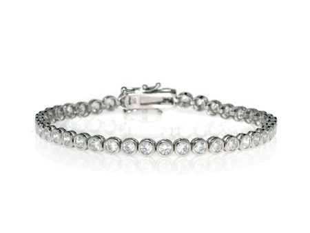 14K CZ  White Gold Bezel Set Tennis Bracelet Online Sale