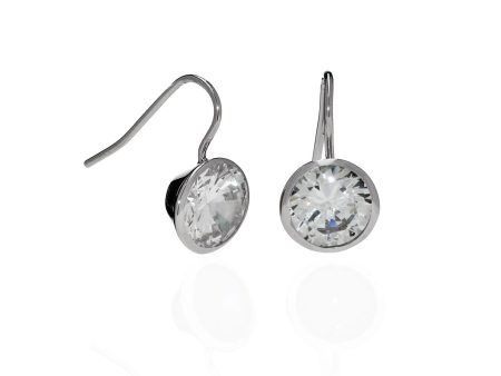 4 Carat CZ Sterling Silver Bezel Set Earrings For Sale