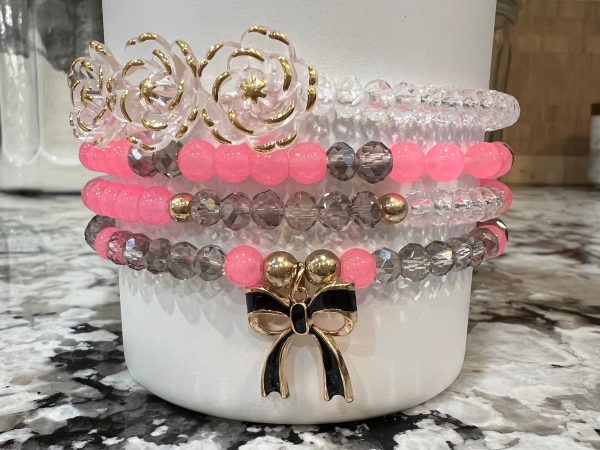 Bright Pink & Smoke Tumbler Charm Stacks Fashion