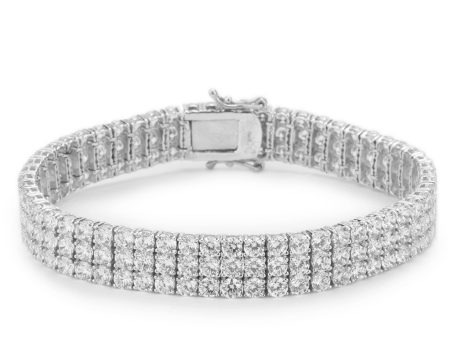 Sterling Silver CZ Three Row Bracelet. Fashion