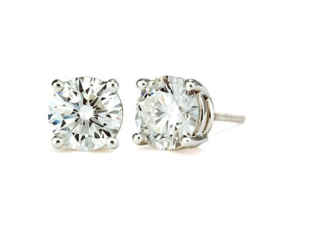 14K White Gold Round Cut Stud Earrings Online now