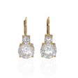 NEW 22k Gold Plated Sterling Silver CZ Leverback Earring on Sale