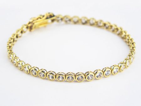 14K Yellow Gold CZ Tennis Bracelet 4.20ct Online