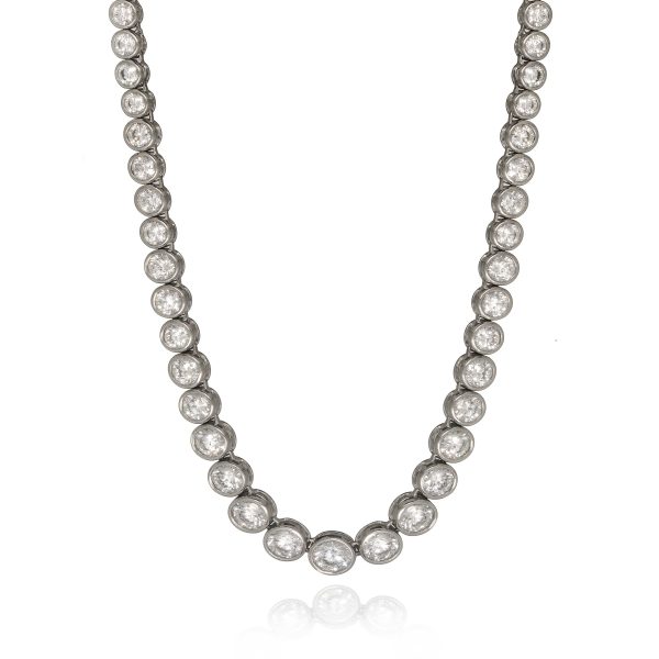 Sterling Silver Graduated Bezel Set Necklace Online Hot Sale