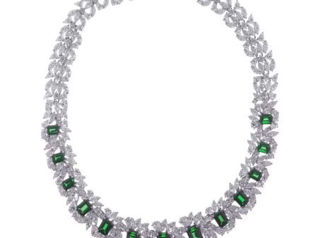 Sterling Silver Emerald CZ Necklace Fashion