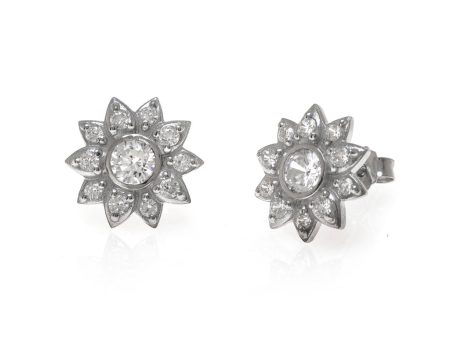 1.2 Carat Cubic Zirconia Button Earrings For Sale