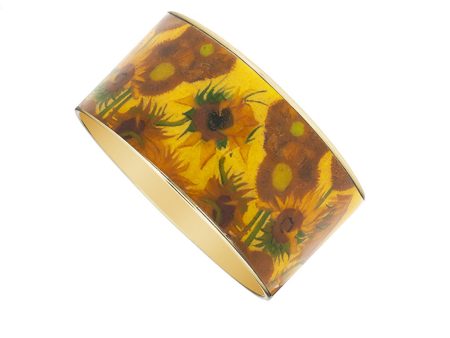 Van Gogh Sunflowers Goldtone Bangle Bracelet 1 1 2  on Sale