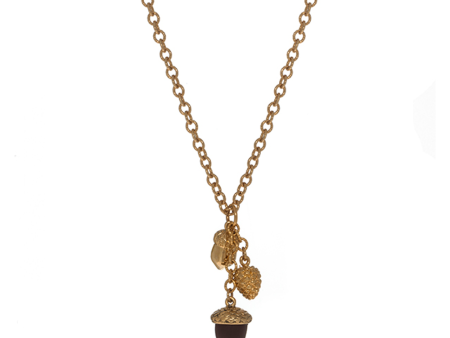 Winter in the Garden Multi Brown Acorn Necklace 16  Online now