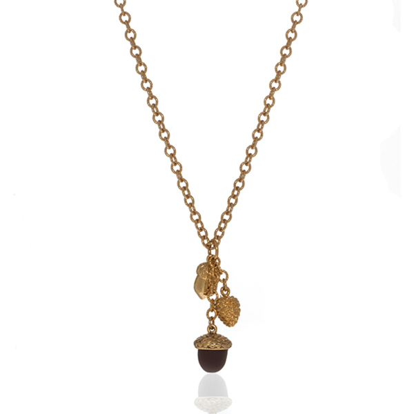 Winter in the Garden Multi Brown Acorn Necklace 16  Online now