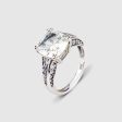 14K White Gold Cushion Cut with CZ Round 5.25ct on Sale