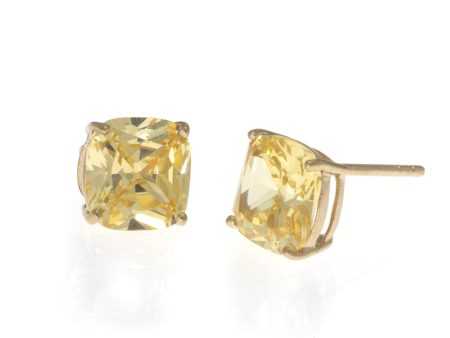 New 22k Gold plated Sterling Silver CZ Cushion Cut Earrings 4.6 CT Hot on Sale