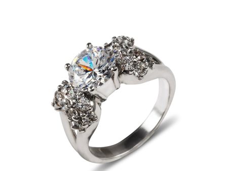 14k White Gold Round Cut with CZ Rounds Ring For Cheap