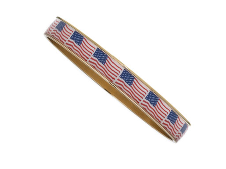 Goldtone American Flags Bangle For Discount