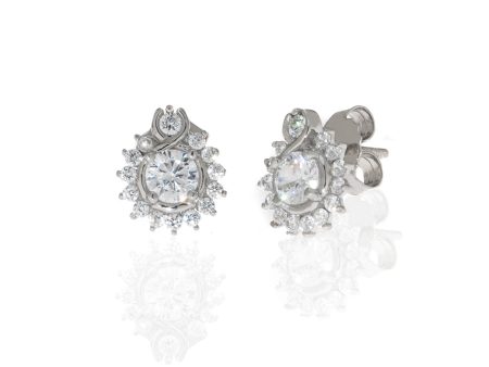 1.8 Carat Round CZ With  Sterling Silver Earrings Cheap