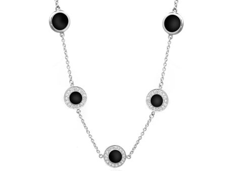 .925 Sterling Silver Necklace With Onyx Stations For Discount