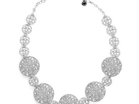 Silvertone Textured Disc Necklace For Sale