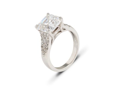 14k White Gold CZ Asscher Cut Ring (size 6) Fashion